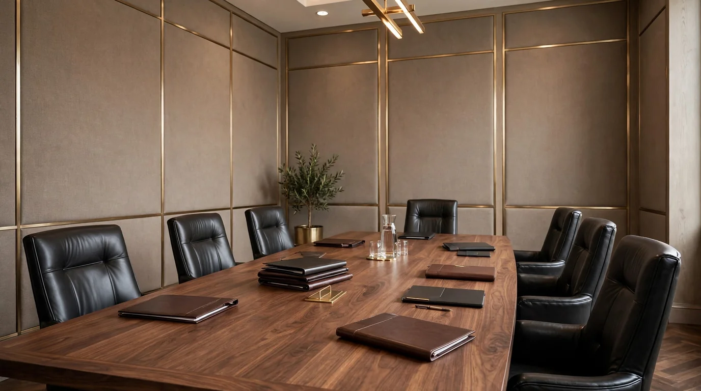 Sala de juntas con mesa de nogal